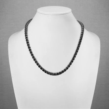 Chain made of 316L steel in black colour, shiny oval links, 510 mm