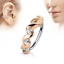Captiva ring made of surgical steel, spiral with clear zircons