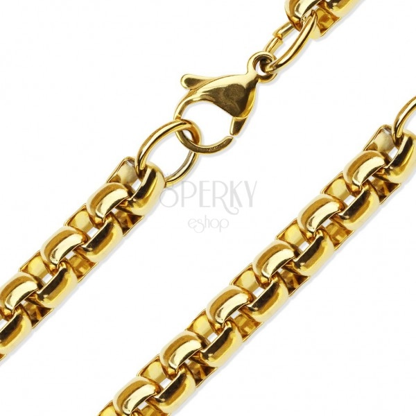 Chain made of 316L steel in gold colour, shiny oval links