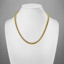 Chain made of 316L steel in gold colour, shiny oval links