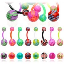 Belly button ring - colorful grid