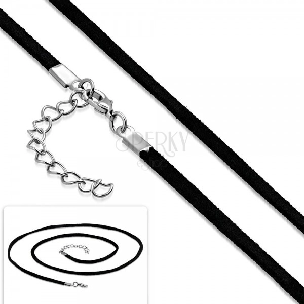 Black string for pendant, extendable length, lobster clasp