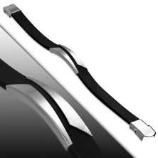 Steel-rubber bracelet, silver plate with diagonal cut