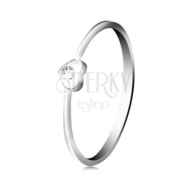 Diamond ring made of 14K white gold - heart with clear brilliant