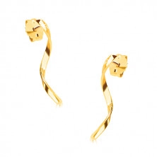 14K gold earrings - shiny spiral line on a stud