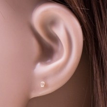 585 gold stud earrings - clear circular zircon in a mount, 3 mm