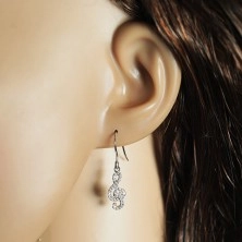 925 silver earrings - violin clef decorated with clear zircons