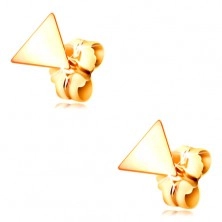 585 yellow gold earrings - shiny smooth triangles, stud fastening