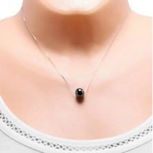 925 silver necklace with shiny grey-black haematit ball