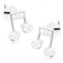 925 silver earrings - eight-note decorated with clear zircons