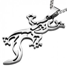 Stainless steel pendant - lizard silhouette