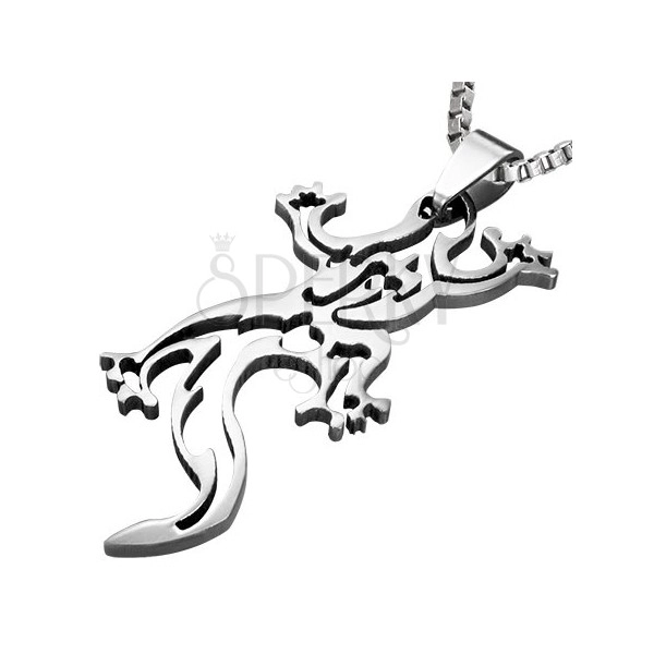 Stainless steel pendant - lizard silhouette