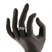 925 silver ring with split shoulders, shiny and matte waves