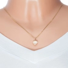 585 gold pendant - three dimensional heart with tiny indents and white gold