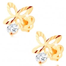 585 gold brilliant earrings - sparkly butterfly contour, clear diamond