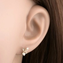 585 gold brilliant earrings - sparkly butterfly contour, clear diamond