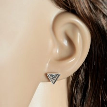 925 silver earrings, triangle with holes and narrow cut