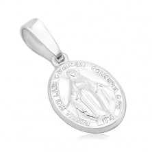 925 silver pendant - oval medailon with Virgin Mary