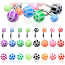 Ball belly button ring - colorful dots