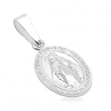 925 silver pendant - oval plate with Virgin Mary image