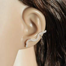 925 silver earrings - clear zircon snake, studs and hooks