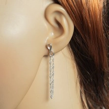 925 silver earrings, INFINITY symbol, chain connected with a stud