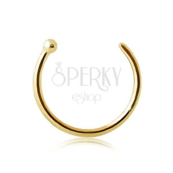 9K yellow gold nose piercing - shiny circle ended with a ball