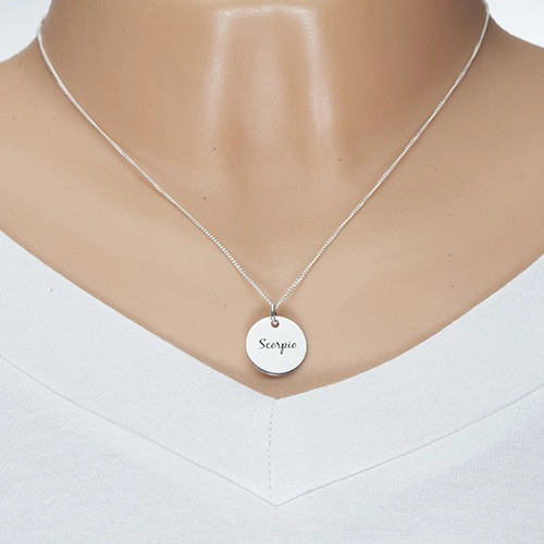 Adjustable necklace, 925 silver, chain and circular plate - zodiac sign  SCORPIO | Jewelry Eshop