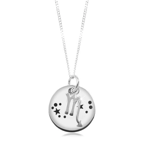 Adjustable necklace, 925 silver, chain and circular plate - zodiac sign  SCORPIO | Jewelry Eshop