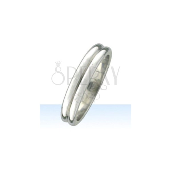 Steel ring with two rounded strips