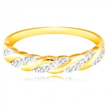 Ring in combined 585 gold - zircon and smooth waves