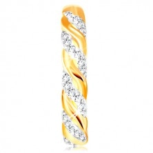 Ring in combined 585 gold - zircon and smooth waves