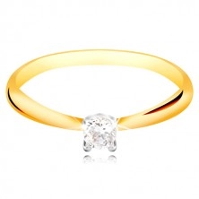 14K gold ring - thin shoulders, clear zircon in a mount of white gold