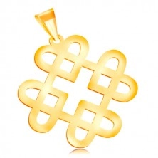 Pendant in yellow 14K gold - shiny ornament made of four heart contours