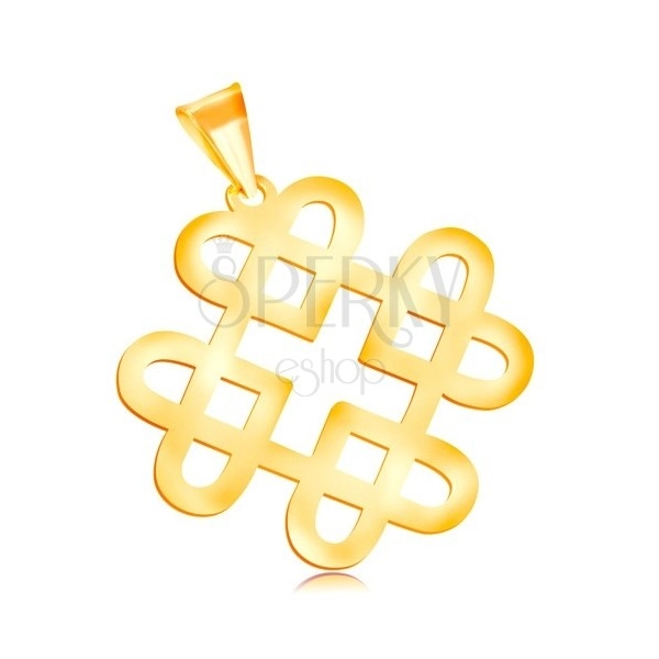 Pendant in yellow 14K gold - shiny ornament made of four heart contours