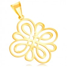 Pendant made of yellow 585 gold - shiny smooth ornament made of rounded loops