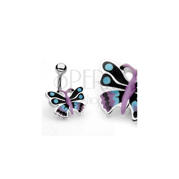 Navel ring - colorful butterfly