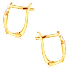 585 gold earrings - shiny drops of yellow, rose and white gold, zircons