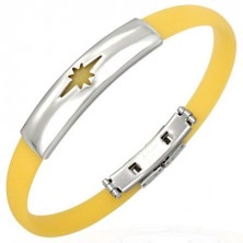 Rubber bracelet, star pattern - yellow
