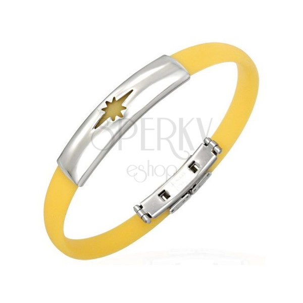 Rubber bracelet, star pattern - yellow