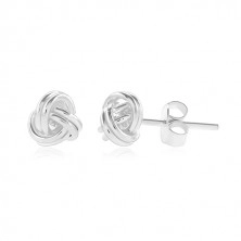 925 silver earrings, shiny knot made of entwined bands, studs