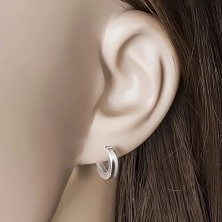 925 silver earrings with hinged snap fastening - small circles, shiny and smooth surface