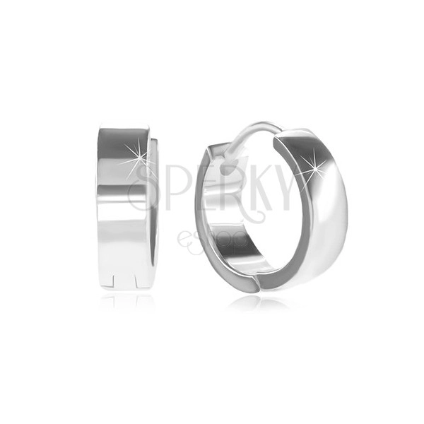 925 silver circular earrings with hinged snap fastening, shiny and smooth surface
