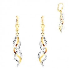 14K gold earrings - entwined waves of yellow and white gold