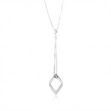 925 silver necklace, rhombus contour dangling on a chain