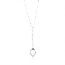 925 silver necklace, rhombus contour dangling on a chain