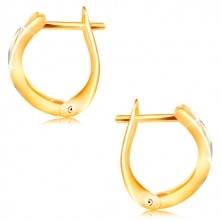 Gold earrings 585 – stripes in yellow and white gold, shiny cuts 