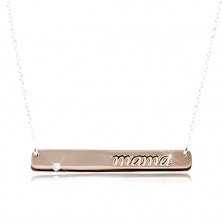 Necklace made of silver 925, tag in copper colour with inscription „mama“ and zircon