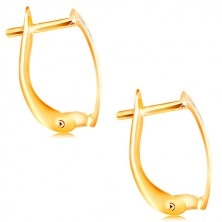 Earrings in 14K gold - matt strip with grains made of white gold and cuts