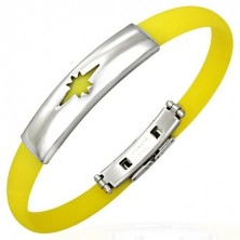 Rubber bracelet, star - yellow